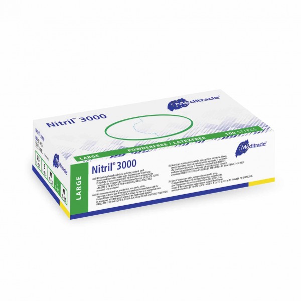 Nitril®3000 Nitrilhandschuhe | hygienische Durchführung von Behandlungen | puder- &amp; latexfrei| Gr.L
