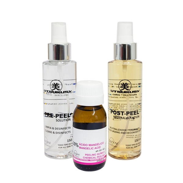 Utsukusy® Mandelsäure Peeling Set 30% | Fruchtsäure + Pre- & Post Peel in einem Komplett-Set